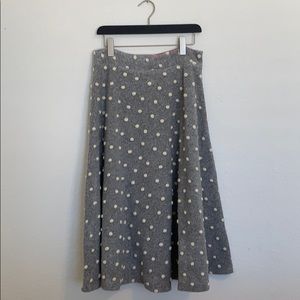 Anthropologie gray skirt with white polkadots